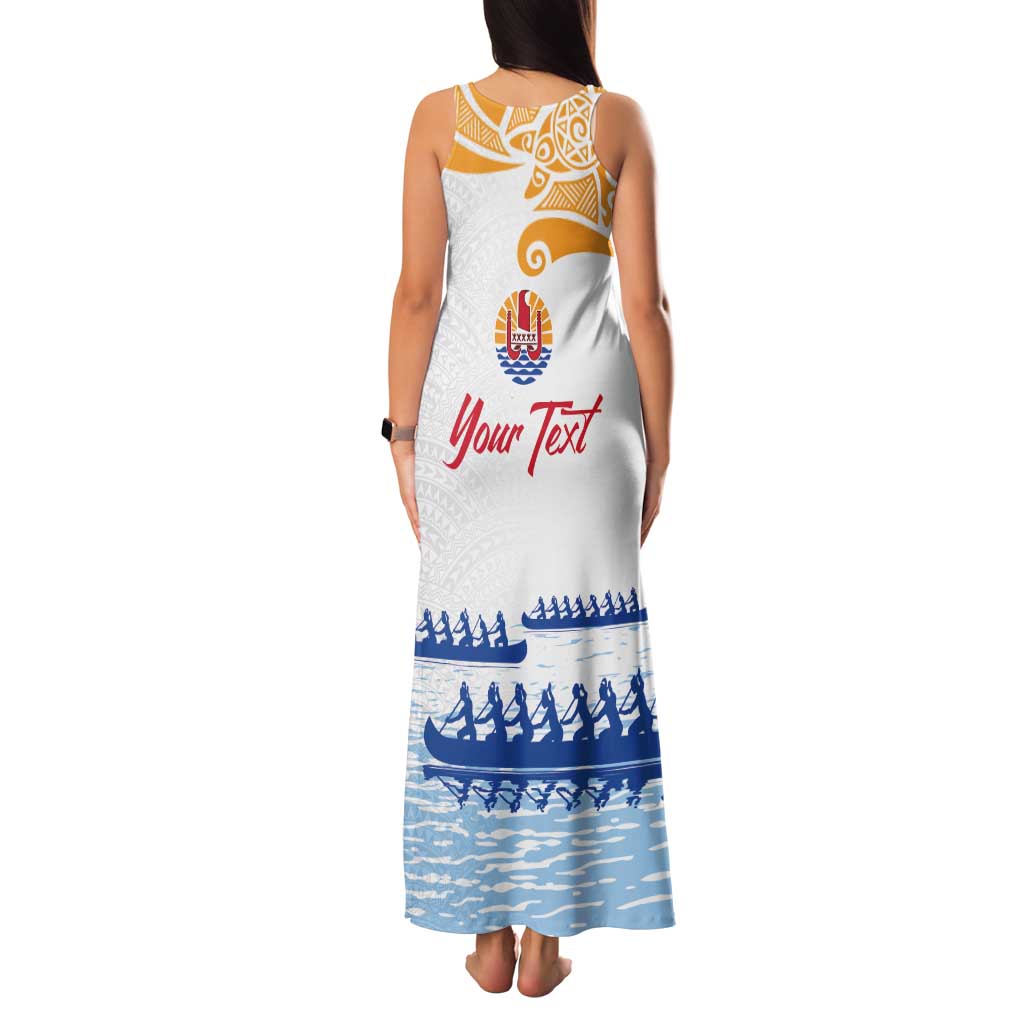 Personalised Hawaiki Nui Va'a French Polynesian Pattern Family Matching Tank Maxi Dress and Hawaiian Shirt White Color LT03 - Polynesian Pride
