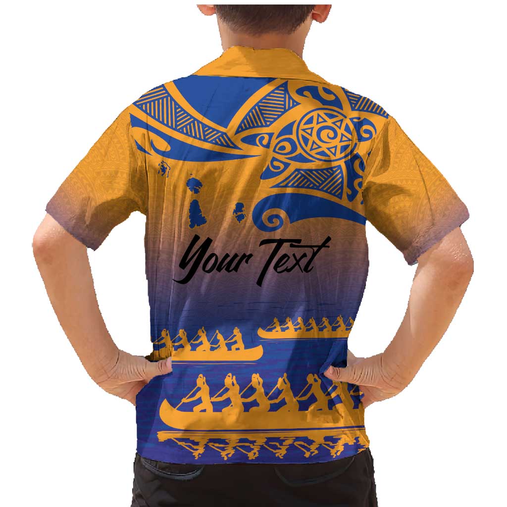 Personalised Hawaiki Nui Va'a French Polynesian Pattern Family Matching Mermaid Dress and Hawaiian Shirt Sunset Color LT03 - Polynesian Pride