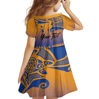 Personalised Hawaiki Nui Va'a French Polynesian Pattern Family Matching Off The Shoulder Long Sleeve Dress and Hawaiian Shirt Sunset Color LT03 - Polynesian Pride