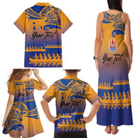 Personalised Hawaiki Nui Va'a French Polynesian Pattern Family Matching Tank Maxi Dress and Hawaiian Shirt Sunset Color LT03 - Polynesian Pride