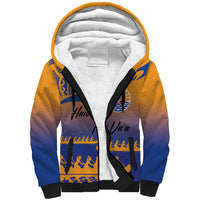 Personalised Hawaiki Nui Va'a French Polynesian Pattern Sherpa Hoodie Sunset Color LT03 Unisex Yellow - Polynesian Pride