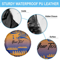 Personalised Hawaiki Nui Va'a French Polynesian Pattern Spare Tire Cover Sunset Color