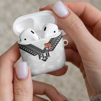 Rugby Fiji AirPods Case Fijian Masi Tribal Sporty Style White Color LT03 - Polynesian Pride