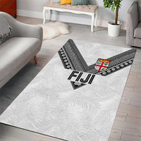 Rugby Fiji Area Rug Fijian Masi Tribal Sporty Style White Color LT03 - Polynesian Pride