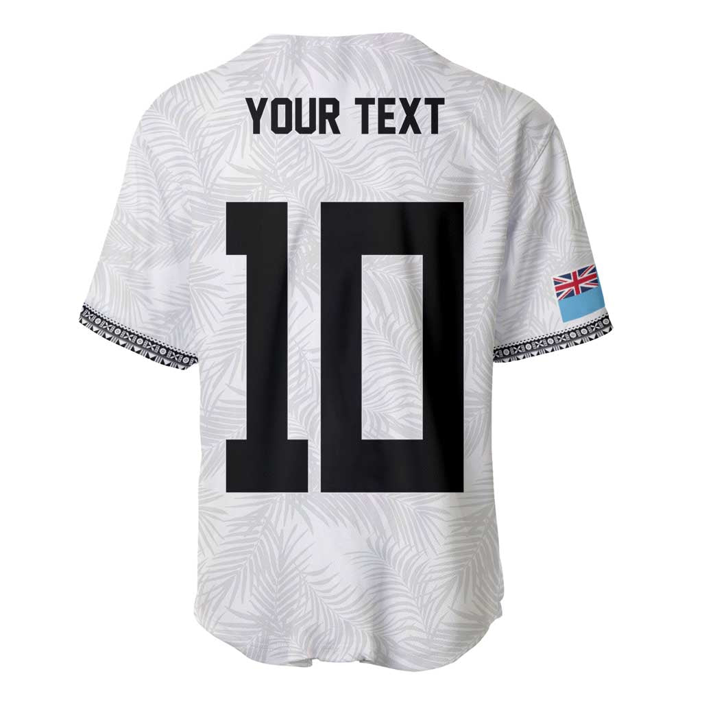 Custom Rugby Fiji Baseball Jersey Fijian Masi Tribal Sporty Style White Color LT03 - Polynesian Pride