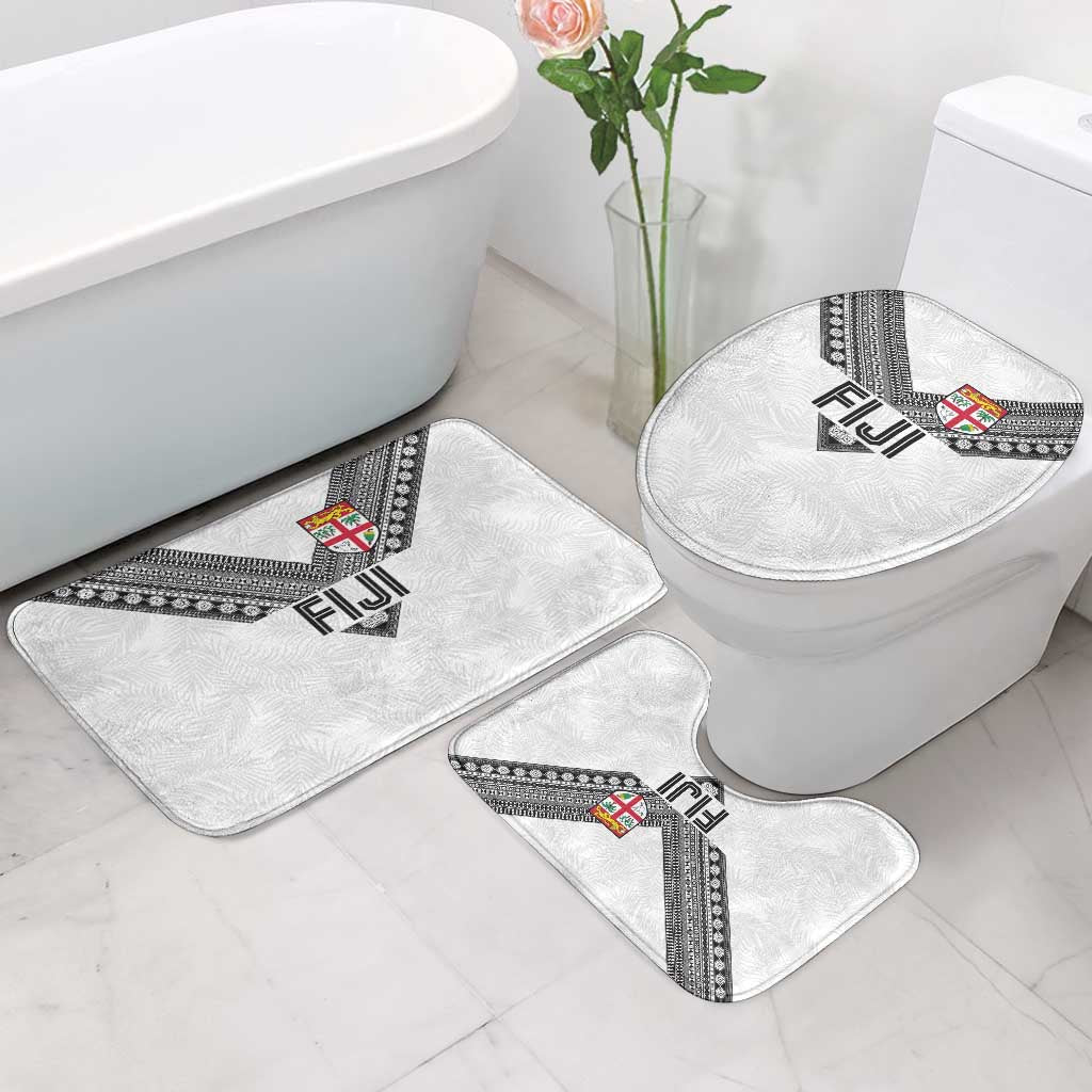 Rugby Fiji Bathroom Set Fijian Masi Tribal Sporty Style White Color LT03 - Polynesian Pride