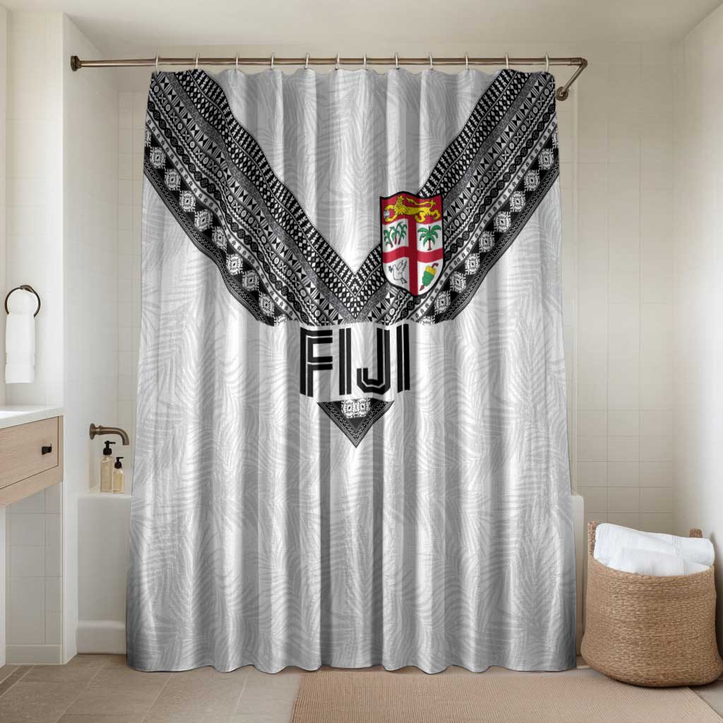 Rugby Fiji Bathroom Set Fijian Masi Tribal Sporty Style White Color LT03 Shower Curtain Only White - Polynesian Pride