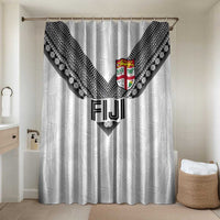 Rugby Fiji Bathroom Set Fijian Masi Tribal Sporty Style White Color LT03 Shower Curtain Only White - Polynesian Pride