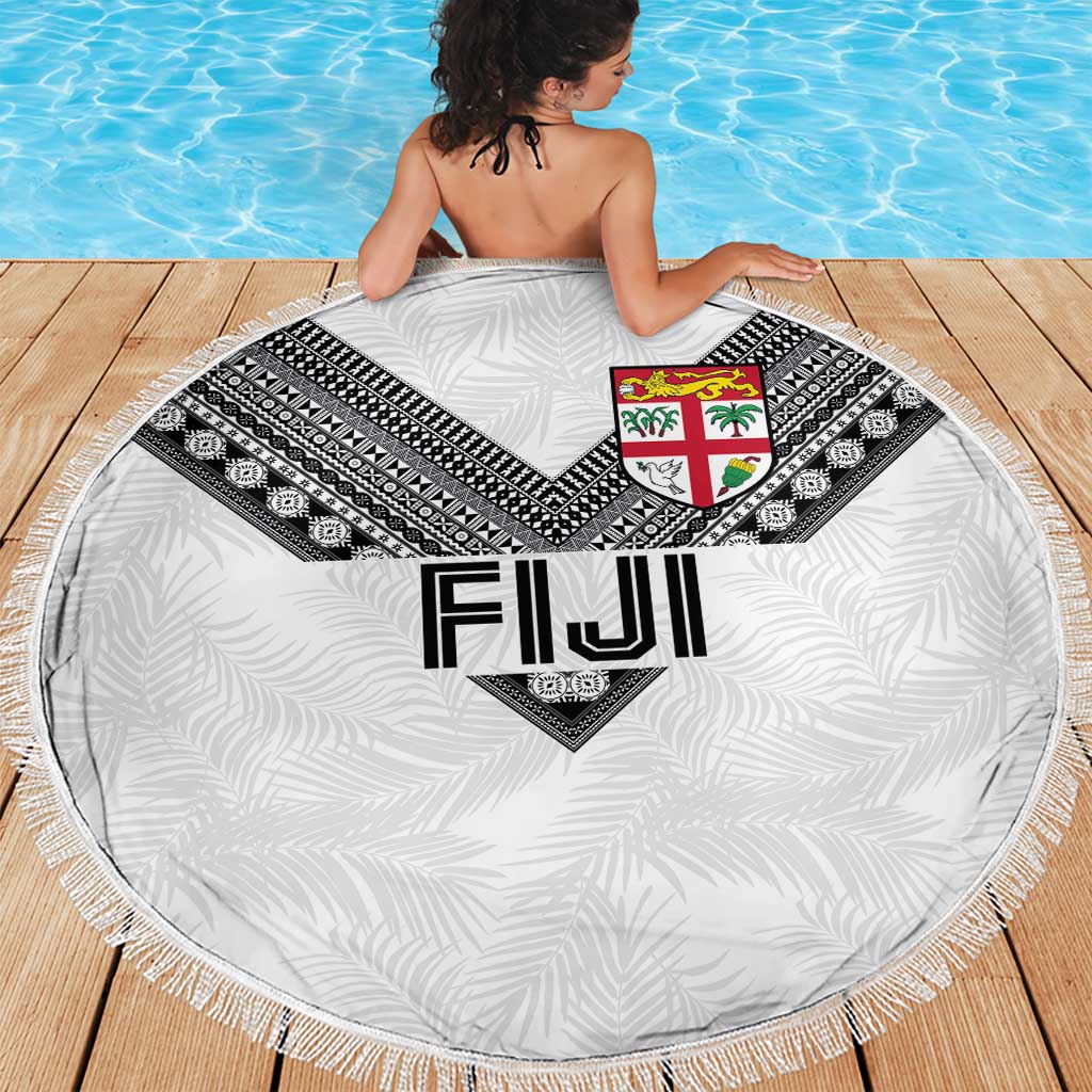 Rugby Fiji Beach Blanket Fijian Masi Tribal Sporty Style White Color LT03 - Polynesian Pride