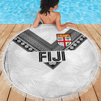 Rugby Fiji Beach Blanket Fijian Masi Tribal Sporty Style White Color LT03 - Polynesian Pride
