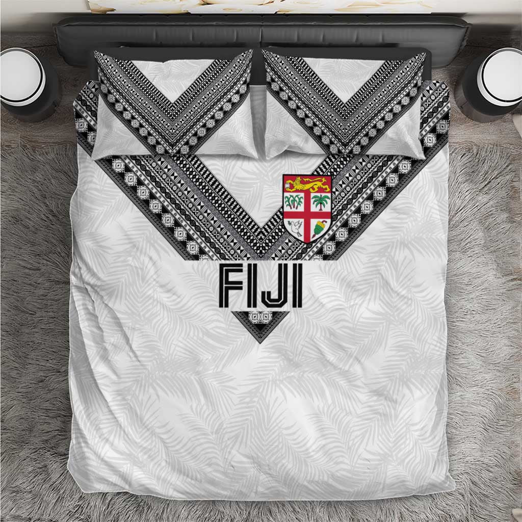 Rugby Fiji Bedding Set Fijian Masi Tribal Sporty Style White Color LT03 White - Polynesian Pride