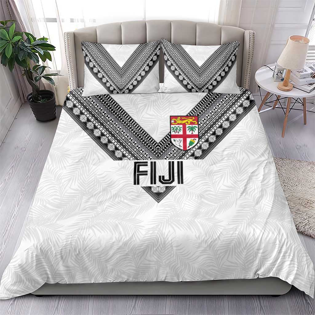 Rugby Fiji Bedding Set Fijian Masi Tribal Sporty Style White Color LT03 - Polynesian Pride