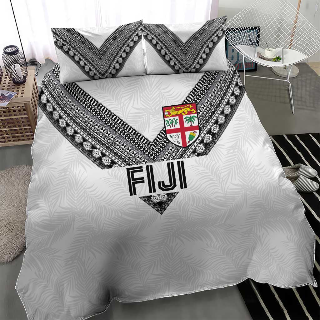 Rugby Fiji Bedding Set Fijian Masi Tribal Sporty Style White Color LT03 - Polynesian Pride
