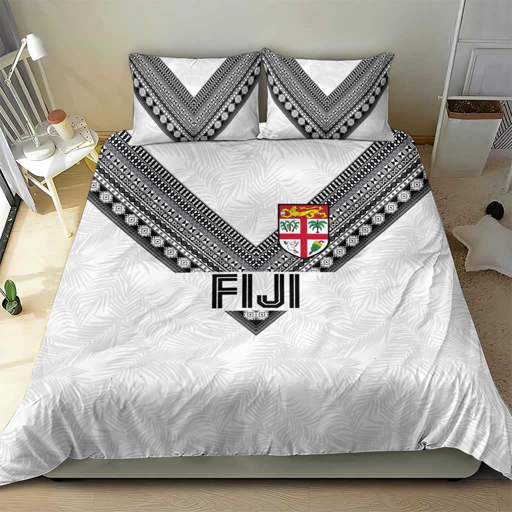 Rugby Fiji Bedding Set Fijian Masi Tribal Sporty Style White Color LT03 - Polynesian Pride