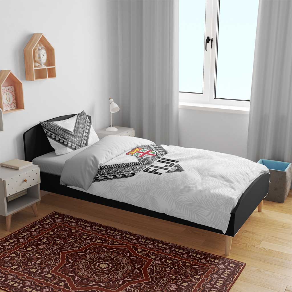 Rugby Fiji Bedding Set Fijian Masi Tribal Sporty Style White Color LT03 - Polynesian Pride