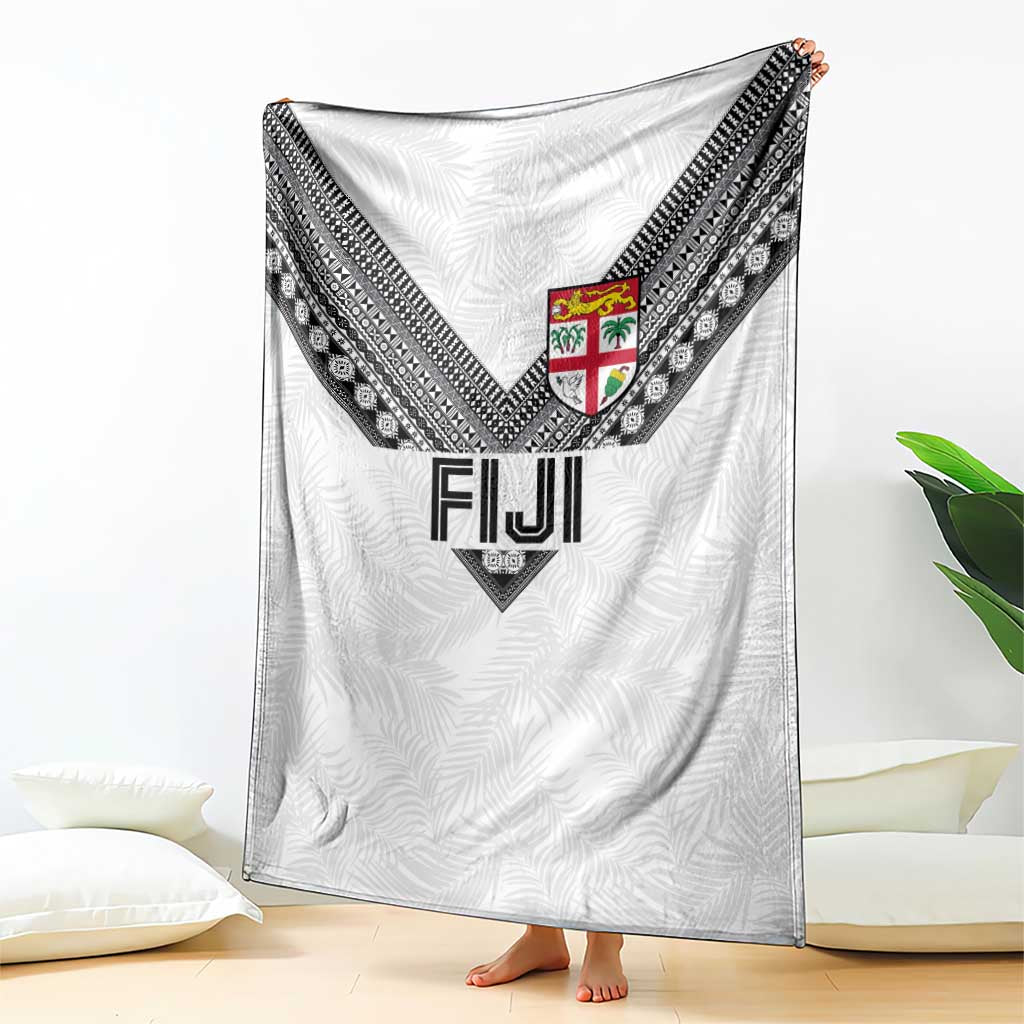 Rugby Fiji Blanket Fijian Masi Tribal Sporty Style White Color LT03 - Polynesian Pride