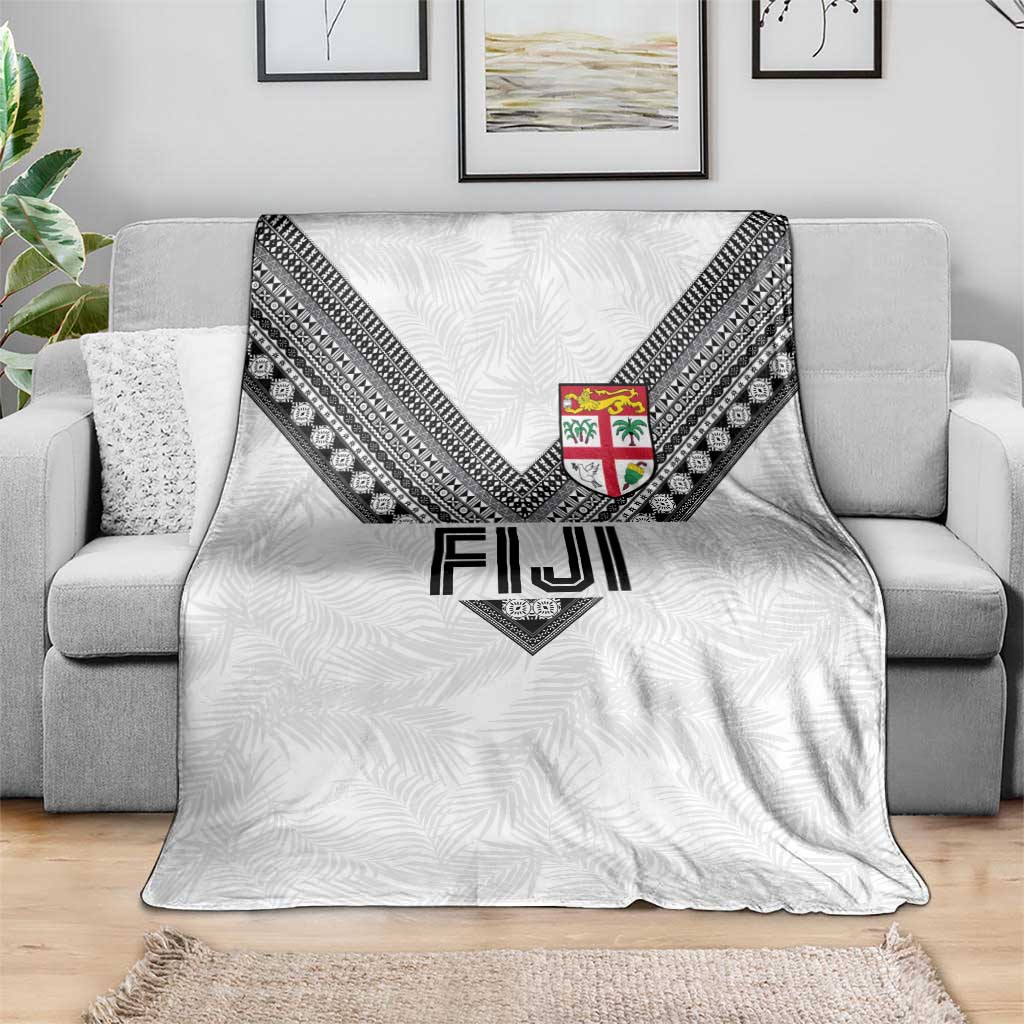 Rugby Fiji Blanket Fijian Masi Tribal Sporty Style White Color LT03 - Polynesian Pride