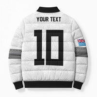 Custom Rugby Fiji Bomber Puffer Jacket Fijian Masi Tribal Sporty Style White Color LT03 - Polynesian Pride