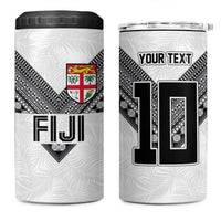 Custom Rugby Fiji 4 in 1 Can Cooler Tumbler Fijian Masi Tribal Sporty Style White Color LT03 One Size: 16 oz White - Polynesian Pride