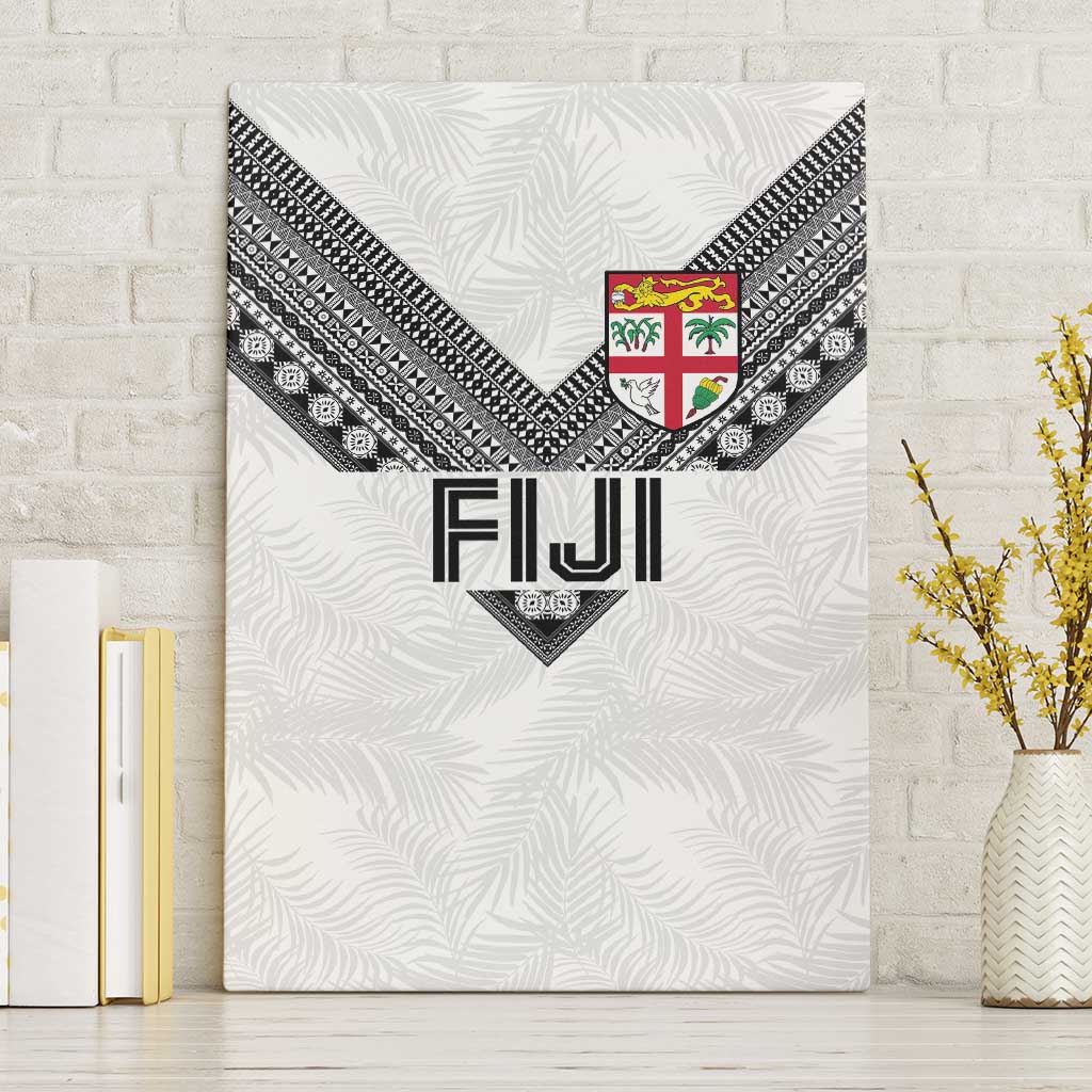 Rugby Fiji Canvas Wall Art Fijian Masi Tribal Sporty Style White Color LT03 Without Frame White - Polynesian Pride
