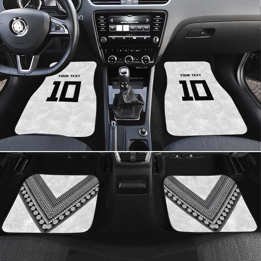 Rugby Fiji Car Mats Fijian Masi Tribal Sporty Style White Color LT03 Set 4pcs White - Polynesian Pride