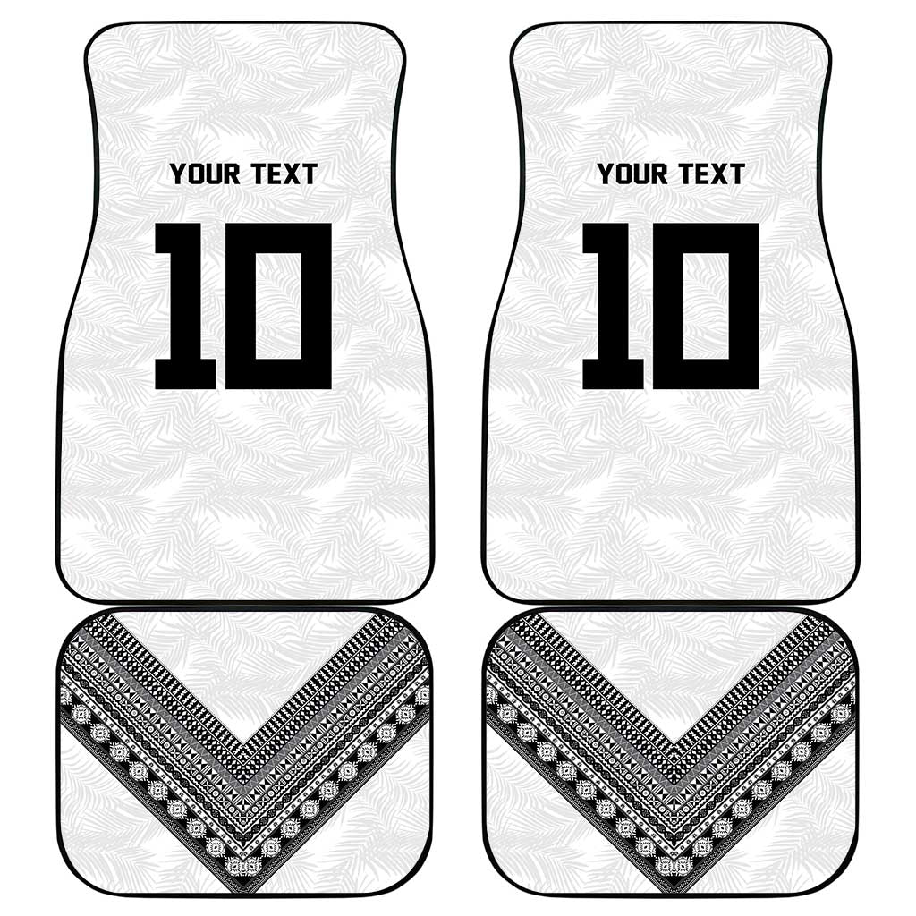 Rugby Fiji Car Mats Fijian Masi Tribal Sporty Style White Color LT03 - Polynesian Pride