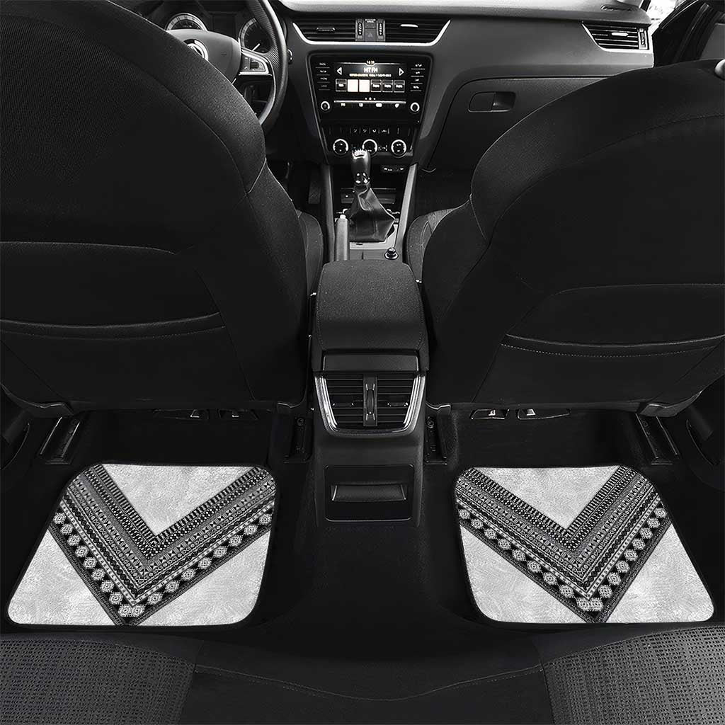 Rugby Fiji Car Mats Fijian Masi Tribal Sporty Style White Color LT03 Set 2pcs - Back White - Polynesian Pride