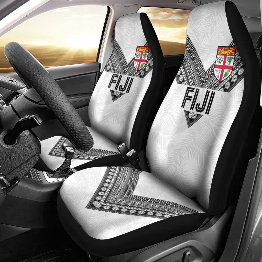 Rugby Fiji Car Seat Cover Fijian Masi Tribal Sporty Style White Color LT03 - Polynesian Pride