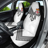Rugby Fiji Car Seat Cover Fijian Masi Tribal Sporty Style White Color LT03 - Polynesian Pride