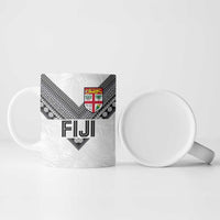 Custom Rugby Fiji Ceramic Mug Fijian Masi Tribal Sporty Style White Color LT03 - Polynesian Pride