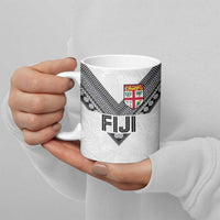 Custom Rugby Fiji Ceramic Mug Fijian Masi Tribal Sporty Style White Color LT03 - Polynesian Pride