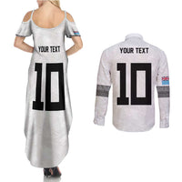 Custom Rugby Fiji Couples Matching Summer Maxi Dress and Long Sleeve Button Shirt Fijian Masi Tribal Sporty Style White Color LT03 - Polynesian Pride