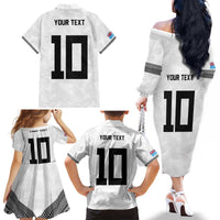 Custom Rugby Fiji Family Matching Off The Shoulder Long Sleeve Dress and Hawaiian Shirt Fijian Masi Tribal Sporty Style White Color LT03 - Polynesian Pride