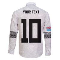 Custom Rugby Fiji Family Matching Off The Shoulder Long Sleeve Dress and Hawaiian Shirt Fijian Masi Tribal Sporty Style White Color LT03 - Polynesian Pride