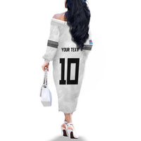 Custom Rugby Fiji Family Matching Off The Shoulder Long Sleeve Dress and Hawaiian Shirt Fijian Masi Tribal Sporty Style White Color LT03 - Polynesian Pride