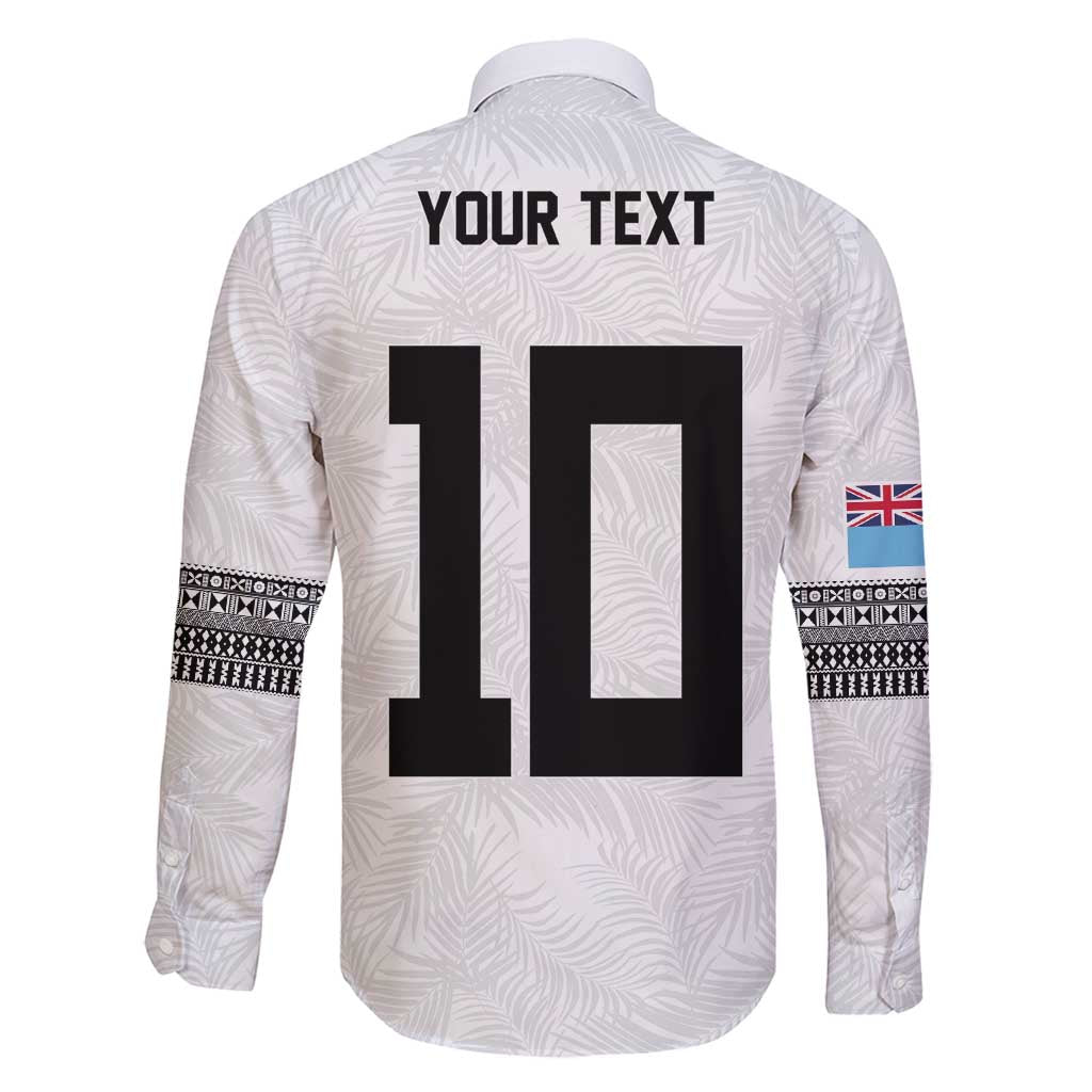 Custom Rugby Fiji Family Matching Puletasi and Hawaiian Shirt Fijian Masi Tribal Sporty Style White Color - Polynesian Pride