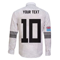 Custom Rugby Fiji Family Matching Short Sleeve Bodycon Dress and Hawaiian Shirt Fijian Masi Tribal Sporty Style White Color LT03 - Polynesian Pride