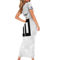 Custom Rugby Fiji Family Matching Short Sleeve Bodycon Dress and Hawaiian Shirt Fijian Masi Tribal Sporty Style White Color LT03 - Polynesian Pride