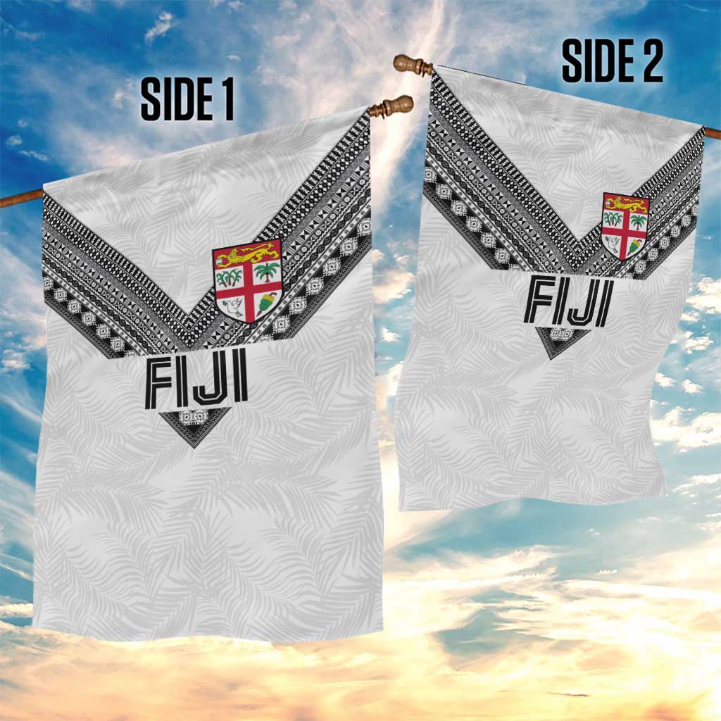 Rugby Fiji Garden Flag Fijian Masi Tribal Sporty Style White Color LT03 - Polynesian Pride