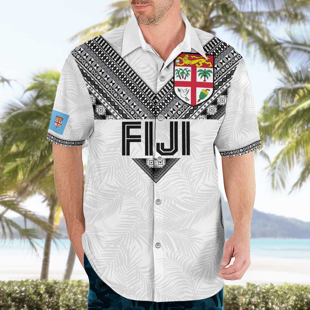 Custom Rugby Fiji Hawaiian Shirt Fijian Masi Tribal Sporty Style White Color LT03 - Polynesian Pride