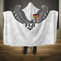 Rugby Fiji Hooded Blanket Fijian Masi Tribal Sporty Style White Color LT03 - Polynesian Pride