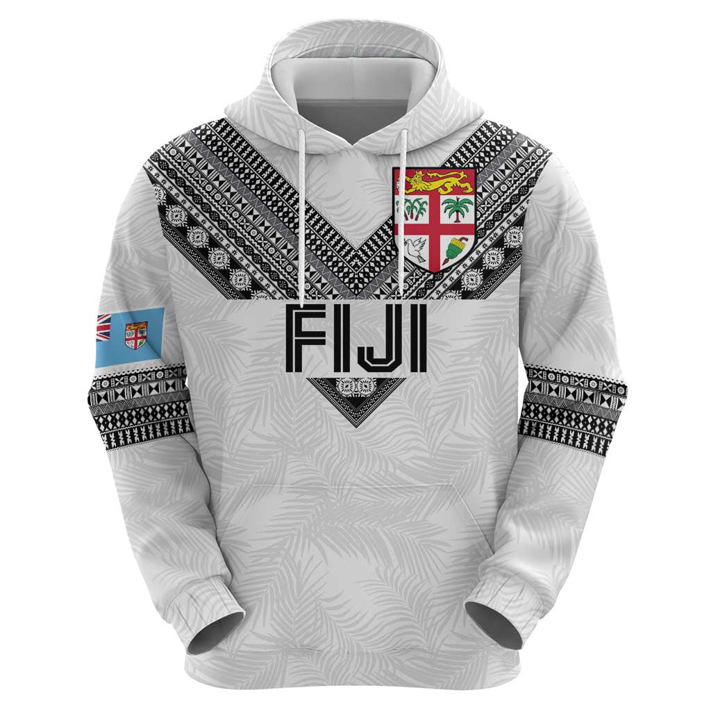 Custom Rugby Fiji Hoodie Fijian Masi Tribal Sporty Style White Color LT03 - Polynesian Pride