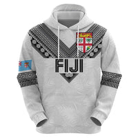 Custom Rugby Fiji Hoodie Fijian Masi Tribal Sporty Style White Color LT03 - Polynesian Pride