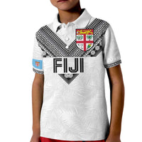 Custom Rugby Fiji Kid Polo Shirt Fijian Masi Tribal Sporty Style White Color LT03 Kid White - Polynesian Pride
