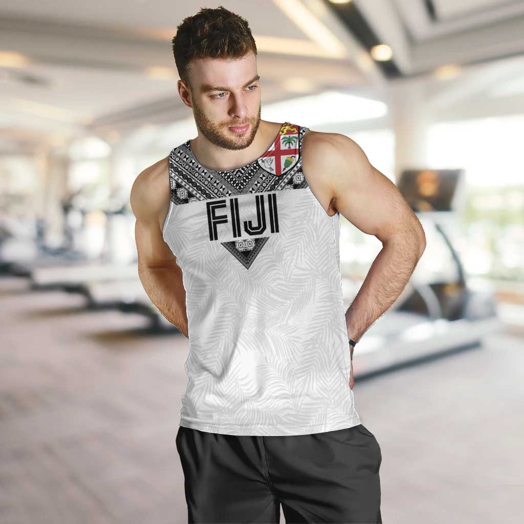 Custom Rugby Fiji Men Tank Top Fijian Masi Tribal Sporty Style White Color LT03 White - Polynesian Pride