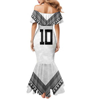 Custom Rugby Fiji Mermaid Dress Fijian Masi Tribal Sporty Style White Color LT03 - Polynesian Pride