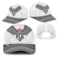 Rugby Fiji Mesh Trucker Cap Fijian Masi Tribal Sporty Style White Color LT03 - Polynesian Pride