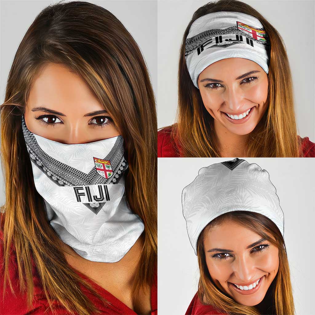 Rugby Fiji Neck Gaiter Fijian Masi Tribal Sporty Style White Color LT03 - Polynesian Pride