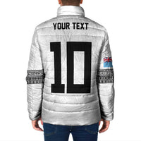 Custom Rugby Fiji Padded Jacket Fijian Masi Tribal Sporty Style White Color LT03 - Polynesian Pride