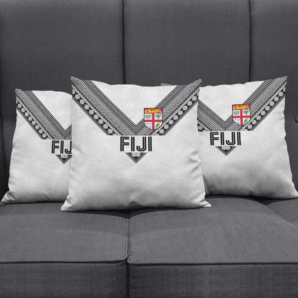 Rugby Fiji Pillow Cover Fijian Masi Tribal Sporty Style White Color LT03 - Polynesian Pride